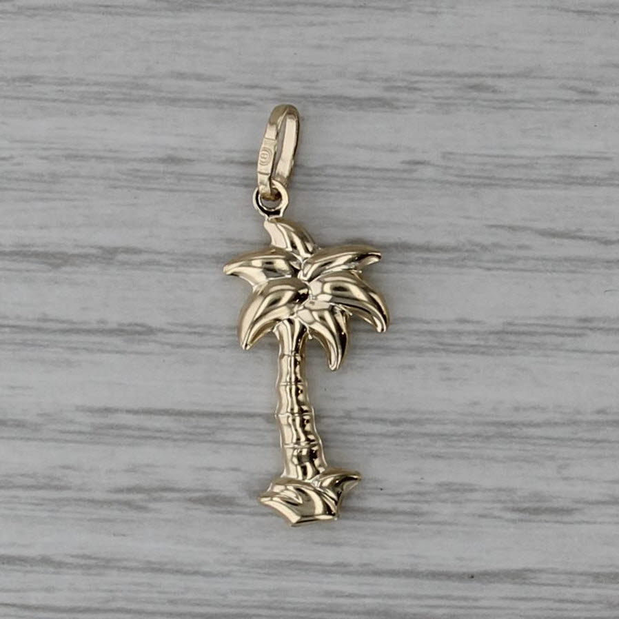 Palm Tree Pendant 14k Yellow Gold Souvenir Charm