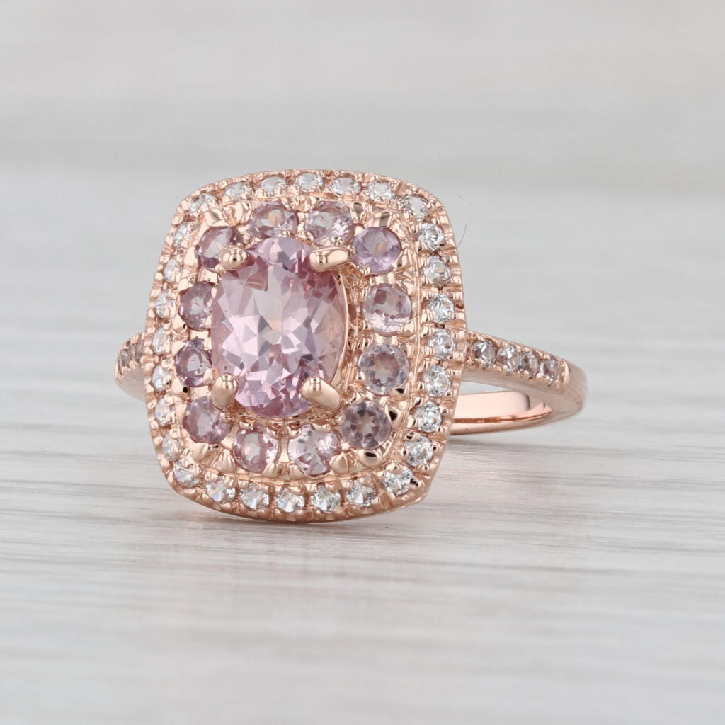 2.23ctw Brown Garnet Zircon Halo Ring 10k Rose Gold Size 6