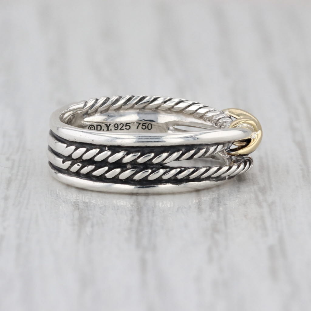 David Yurman Crossover X Ring Sterling Silver Cable Band Size 6 Multiband