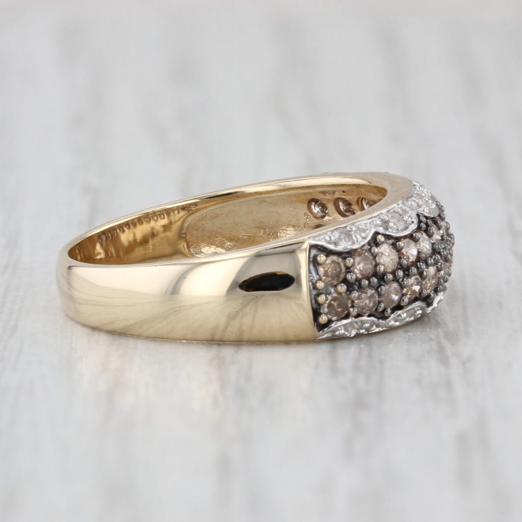 0.50ctw Champagne White Diamond Bypass Ring 14k Yellow Gold Size 7