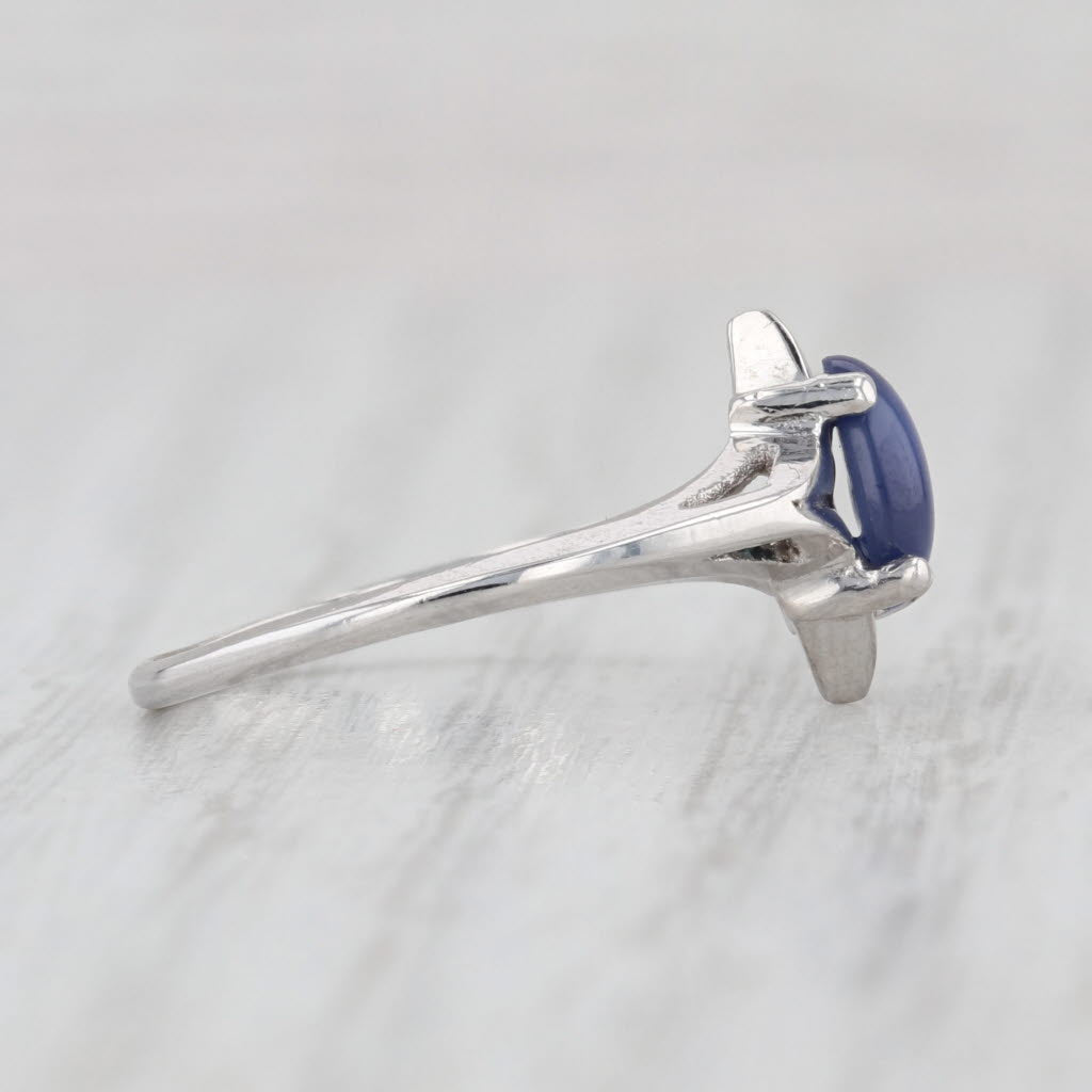 Vintage Lab Created Star Sapphire Solitaire Ring 14k White Gold Size 6