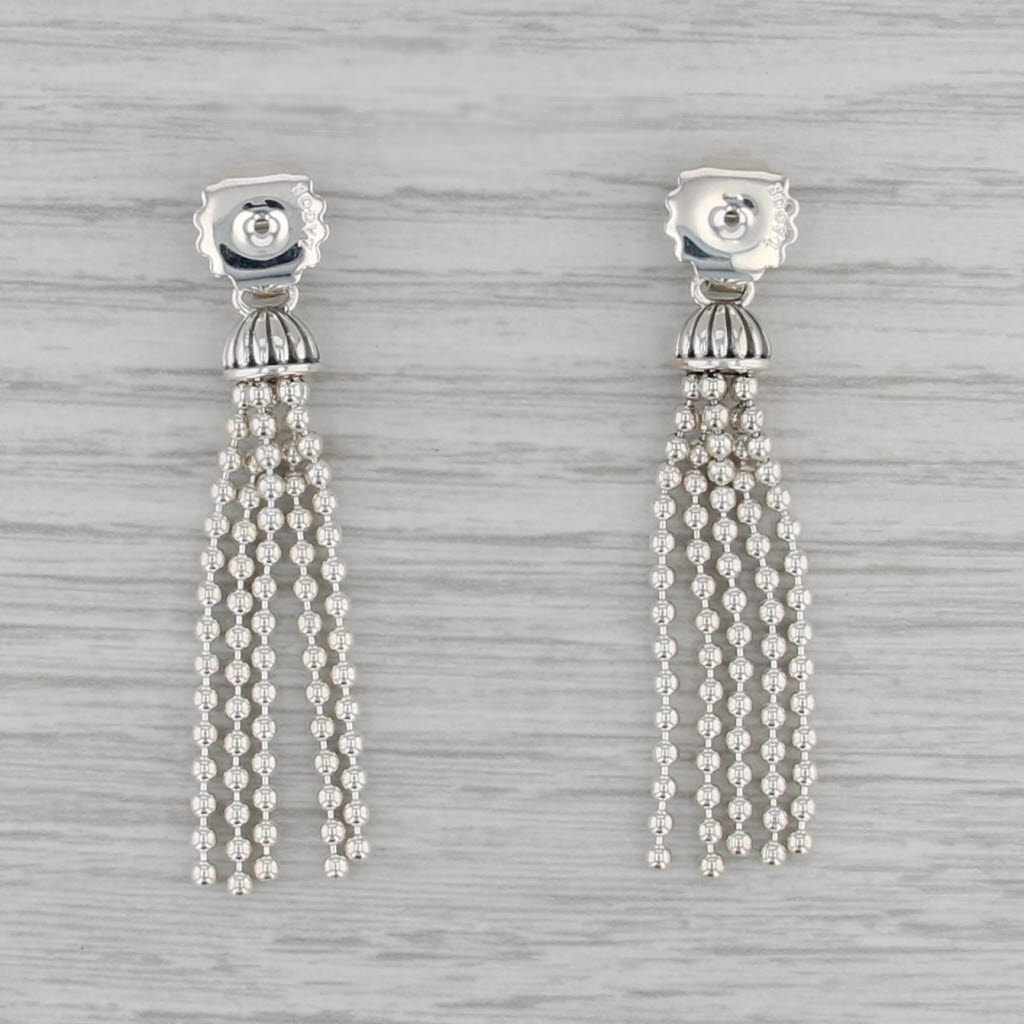 New Lagos Caviar Tassel Ball Earring Backs Sterling Silver 35mm Fringe