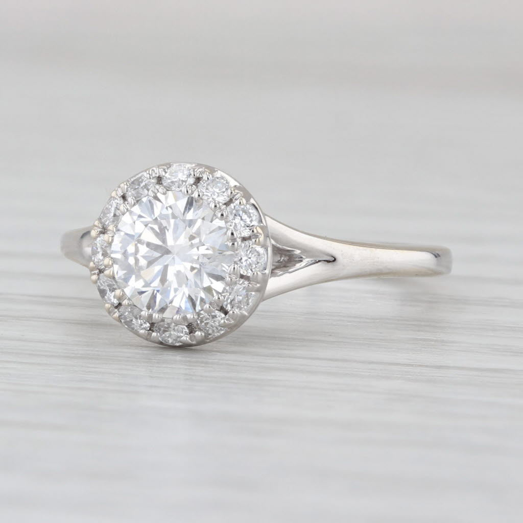 1.32ctw Round Lab Grown Diamond Halo Engagement Ring 14k White Gold Size 7