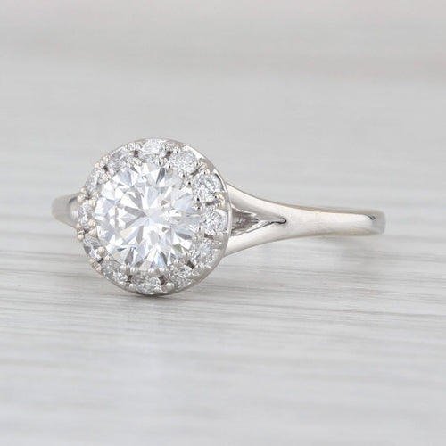 1.32ctw Round Lab Grown Diamond Halo Engagement Ring 14k White Gold Size 7