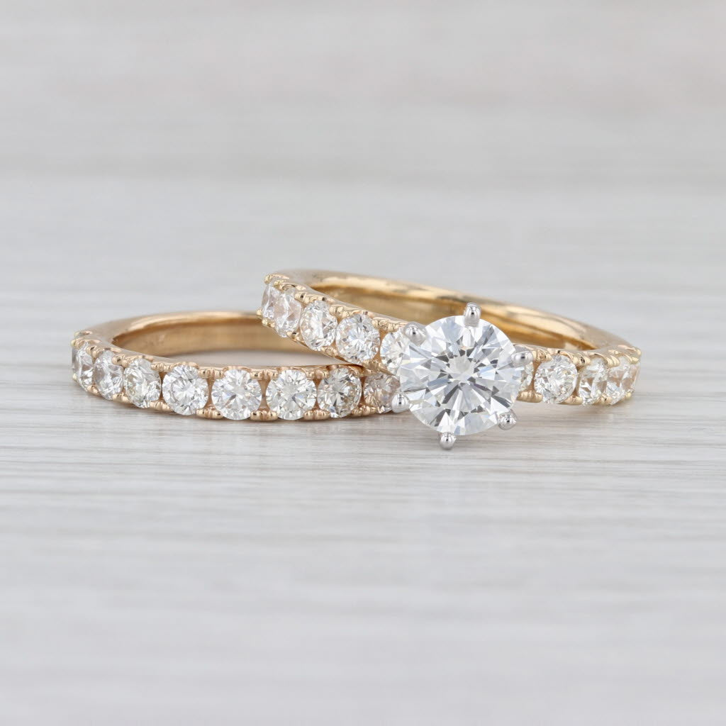 GIA 3.31ctw Round Diamond Engagement Ring Wedding Band Bridal 14k Gold Size 7.5