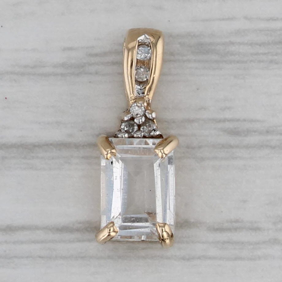 Gray 1.12ctw White Topaz Diamond Pendant 14k Yellow Gold Small Drop