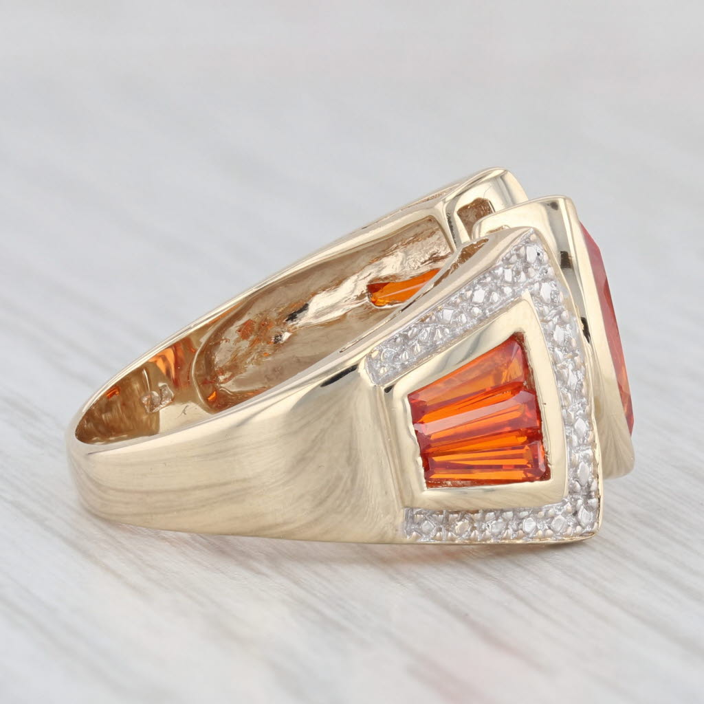 Light Gray 3.02ctw Lab Created Orange Sapphire Cocktail Ring 10k Yellow Gold Size 8