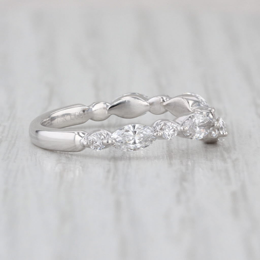 1ctw Lab Grown Diamond Contoured Wedding Anniversary Ring 18k Gold Stackable