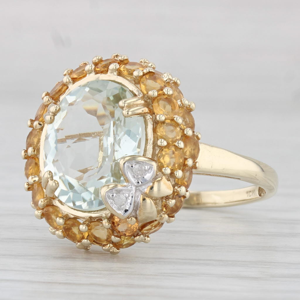 Light Gray 6.14ctw Prasiolite Green Amethyst Citrine Diamond Ring 10k Yellow Gold Size 8