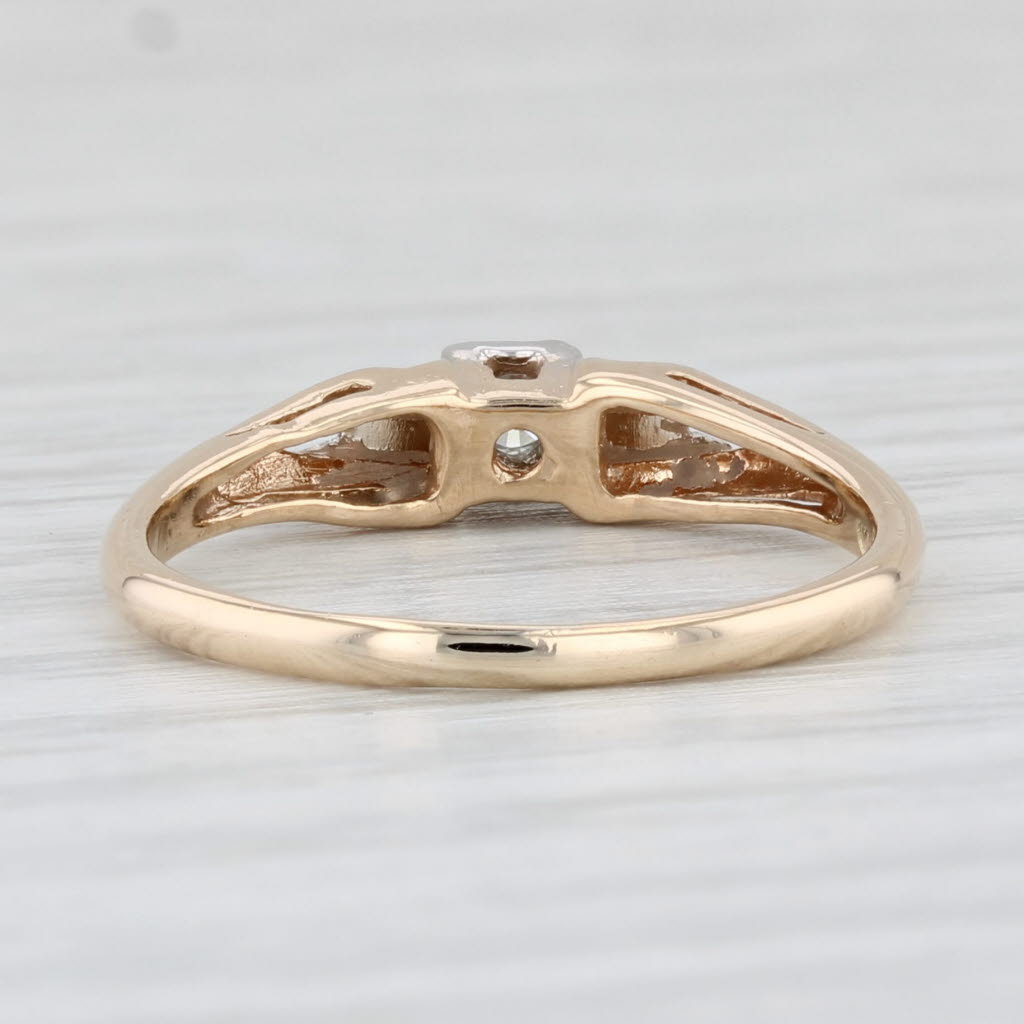 Light Gray Vintage Diamond Ring 14k Yellow Gold Size 6.75 Engagement Round Solitaire