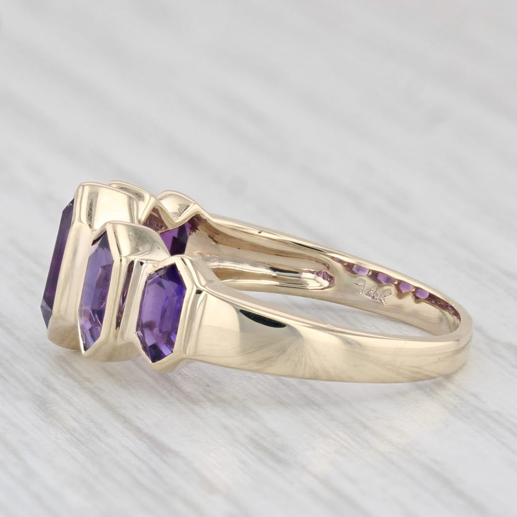 Light Gray 1.50ctw Amethyst Ring 14k Yellow Gold Size 7.5 Tapering Hexagonal 5 Stone