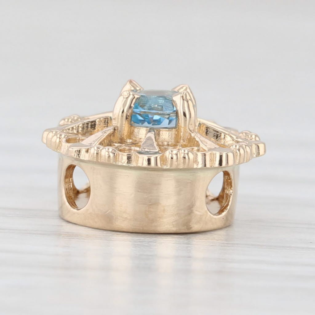 Light Gray 0.30ct Blue Topaz Solitaire Slide Bracelet Charm 14k Yellow Gold Richard Glatter