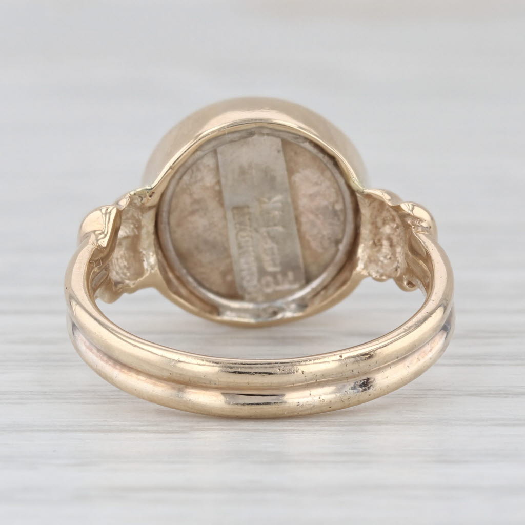 Reproduction Ancient Coin Ring 14k Yellow Gold Silver Size 6.75