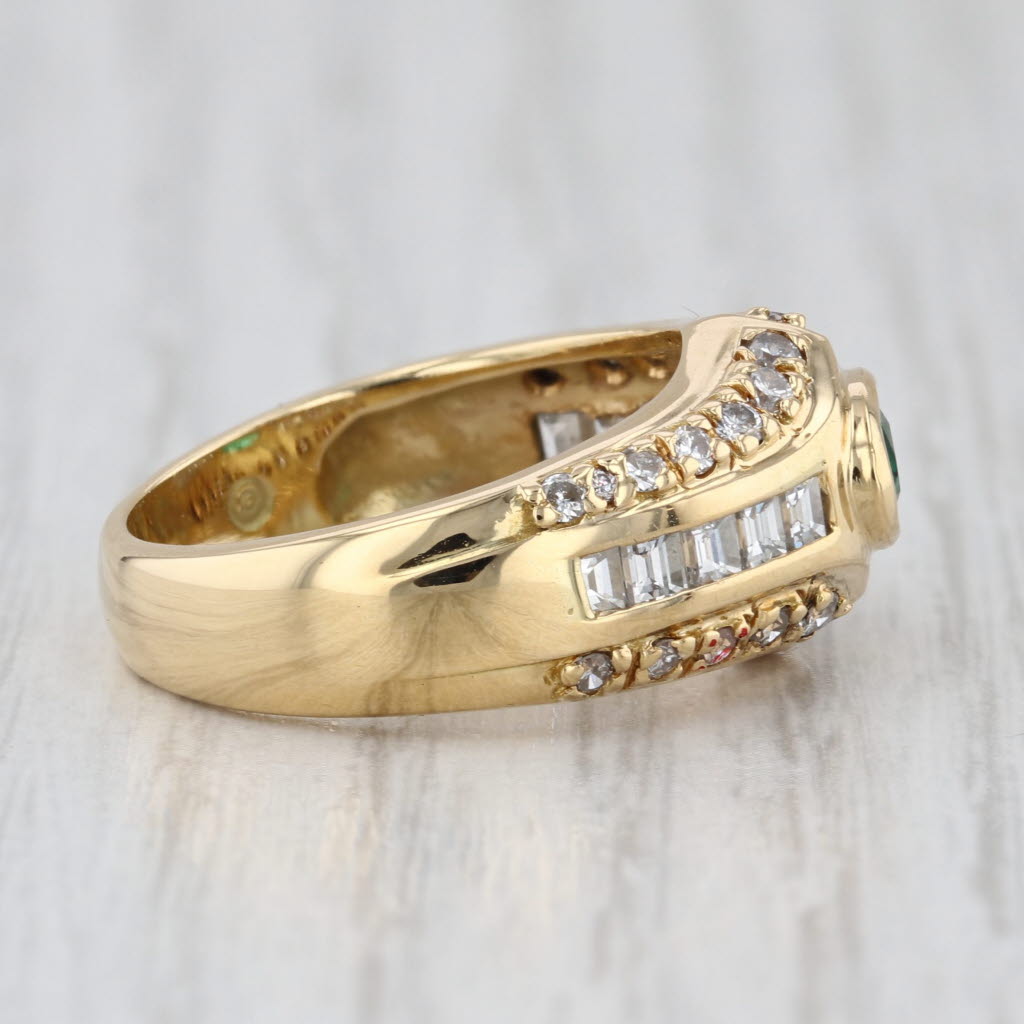 0.96ctw Lab Created Emerald Diamond Ring 18k Yellow Gold Size 6.25-6.5