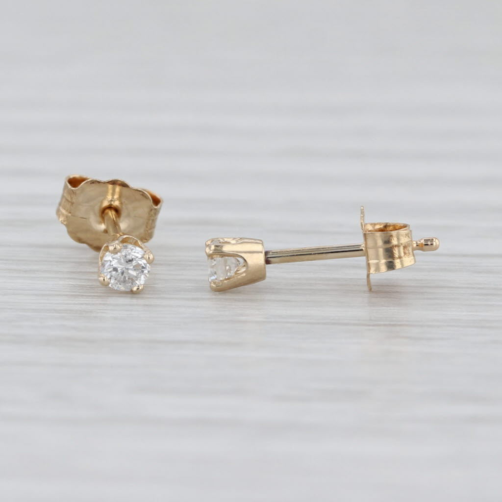 0.10ctw Round Diamond Solitaire Stud Earrings 14k Yellow Gold Small Studs