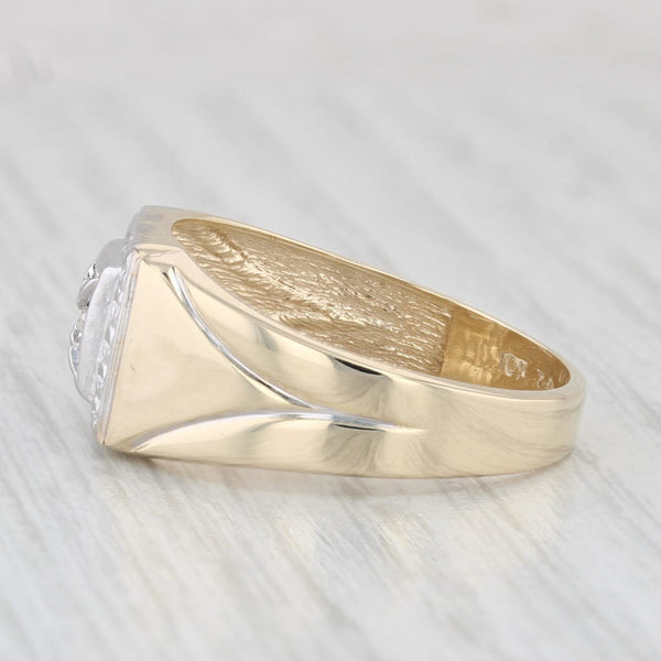 Vintage Men's Diamond Ring 10k White & Yellow Gold Size 10.5