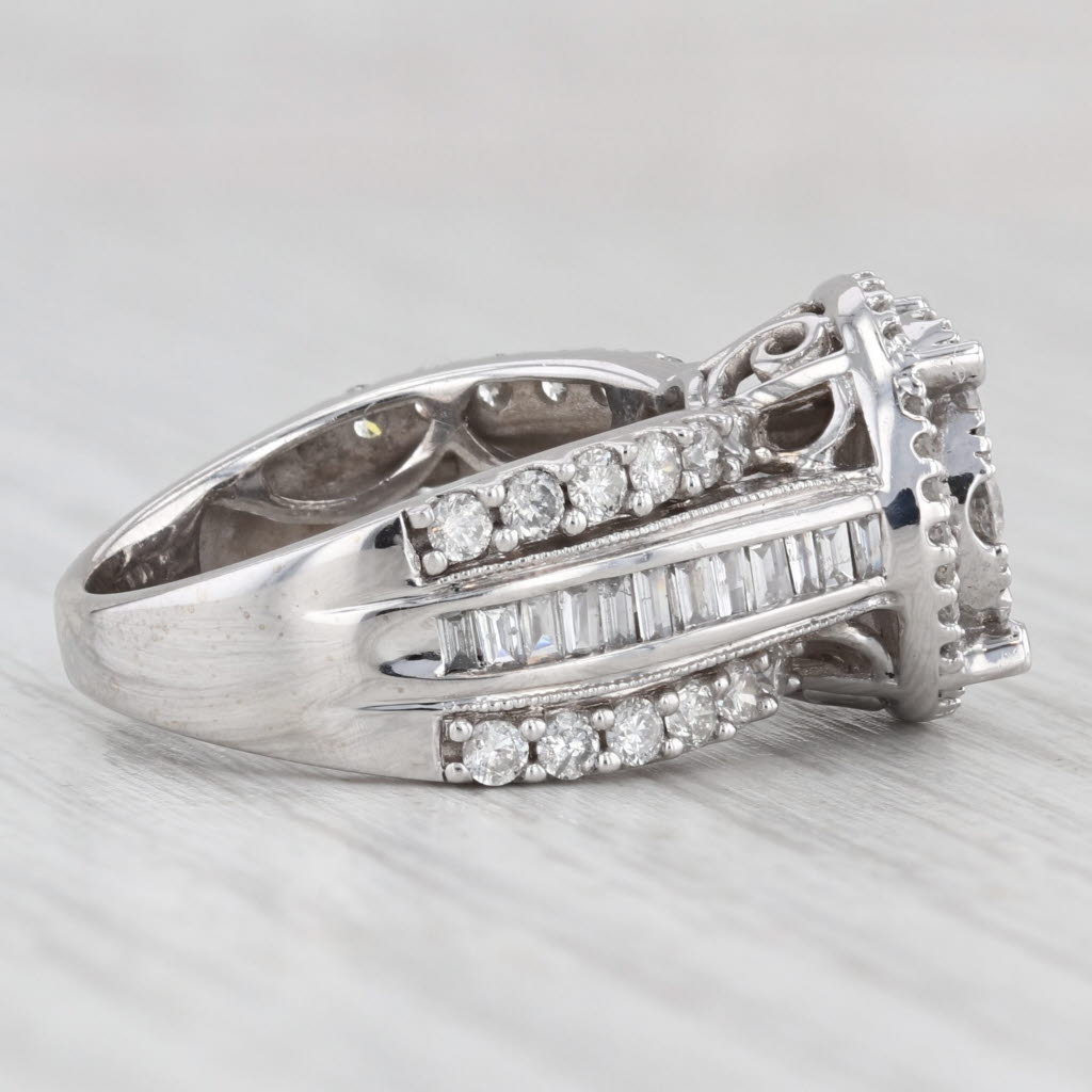 Light Gray 2.05ctw Diamond Cluster Halo Cocktail Ring 10k White Gold Size 7 Bridal