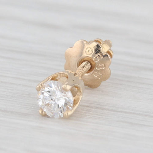 Light Gray 0.15ct Single Diamond Solitaire Stud Earring 14k Yellow Gold Prong Set Pierced