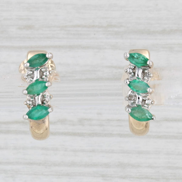 0.35ctw Emerald Diamond J-Hook Drop Earrings 14k Yellow Gold