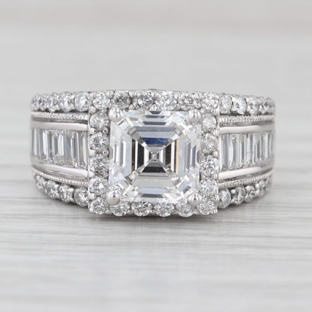 4.13ctw F VS1 IGI Lab Grown Diamond Halo Engagement Ring 14k White Gold