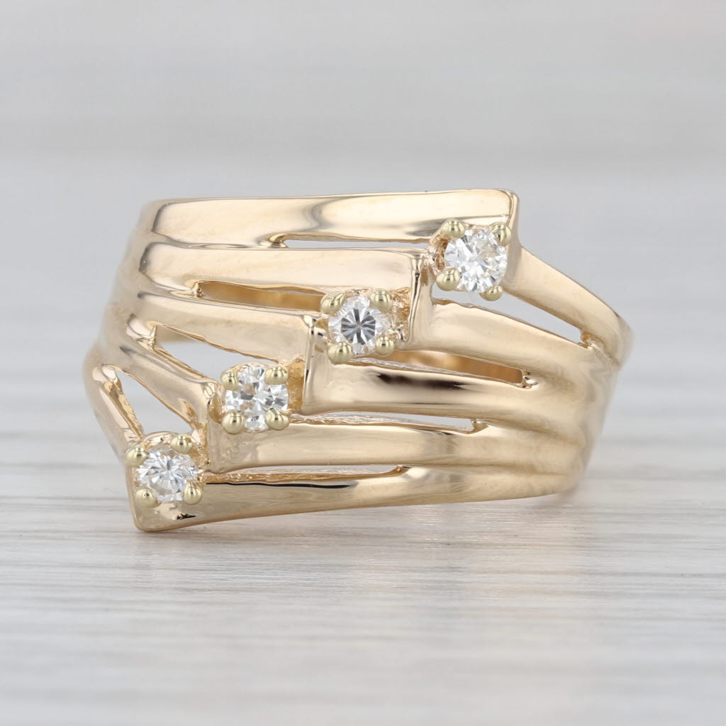0.17ctw Diamond Stacked Ring 14k Yellow Gold Size 8.75-9 Cocktail