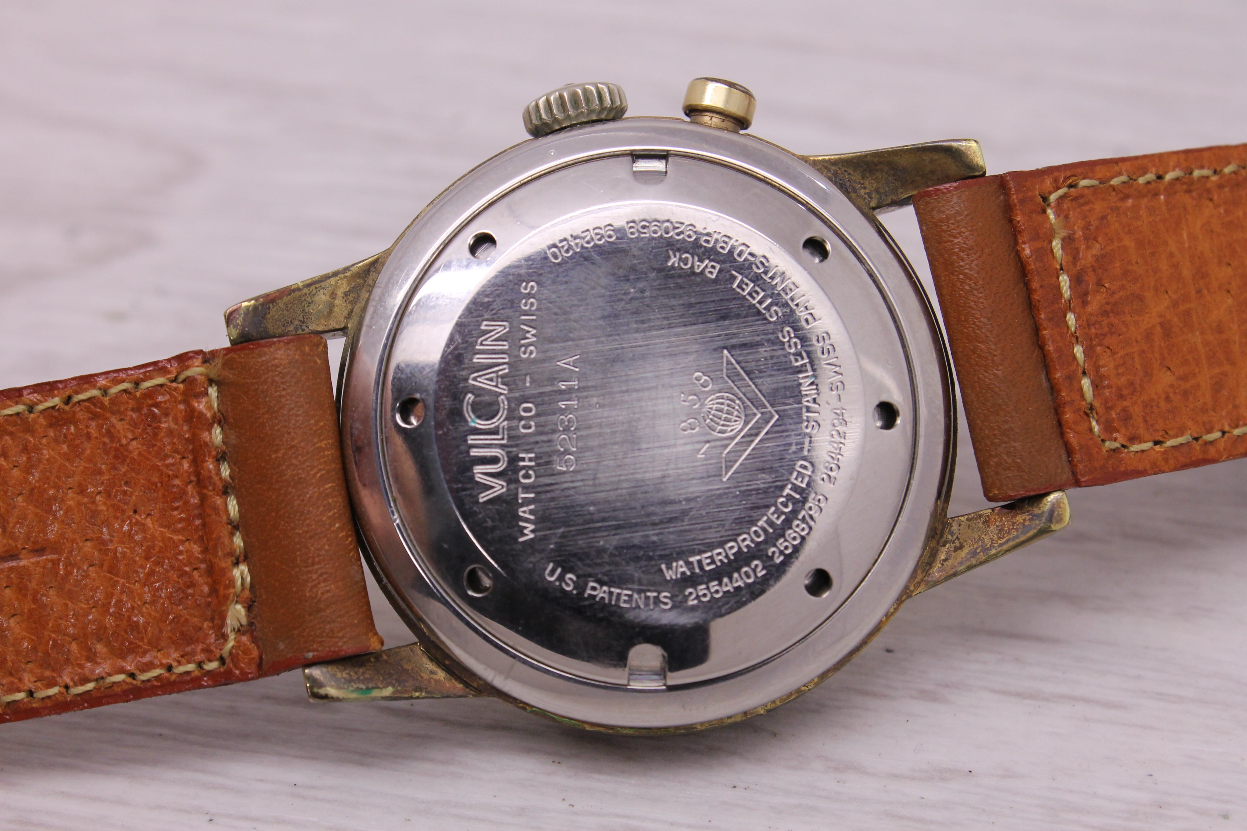 Vintage c.1960's Vulcain Cricket 34mm Plated Mens Manual Alarm Watch  ORIGINAL