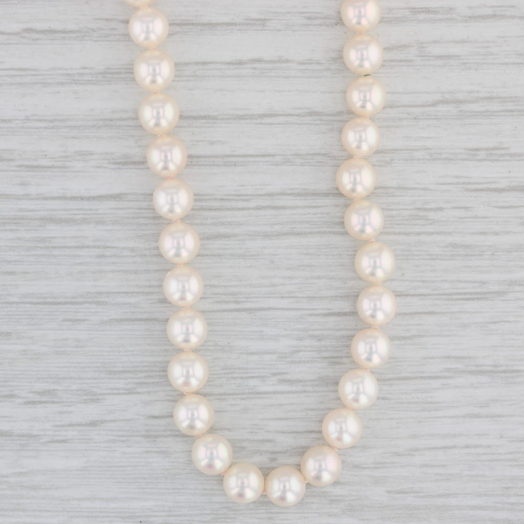 Gray Mikimoto Cultured Pearl Bead Strand Necklace 14k Yellow Gold 23.75"