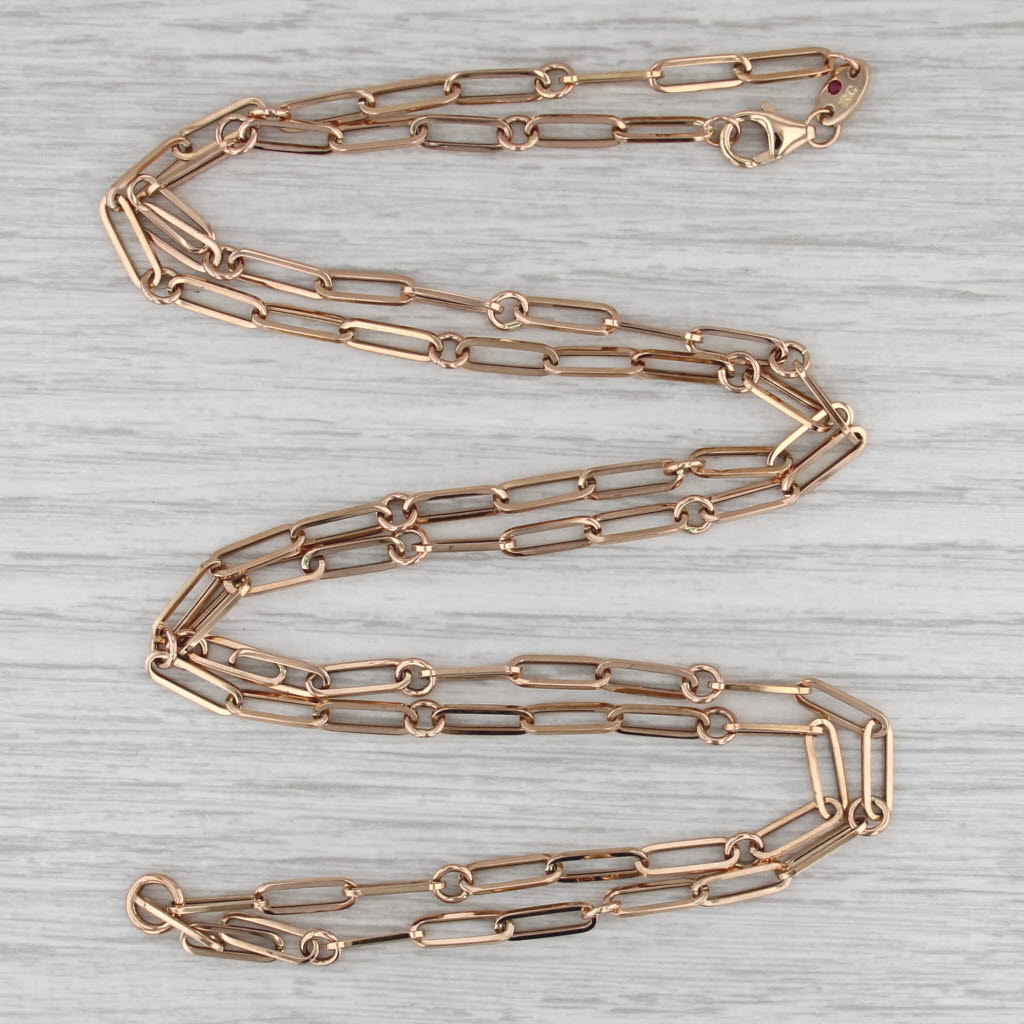 Roberto Coin 34" Designer Gold Paperclip & Round Links Chain18k 37mm