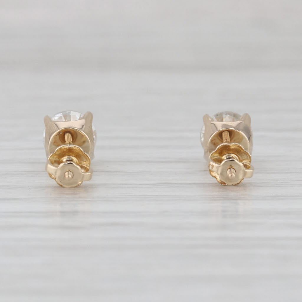 1.38ctw Diamond Stud Earrings 14k Yellow Gold Round Solitaire Studs
