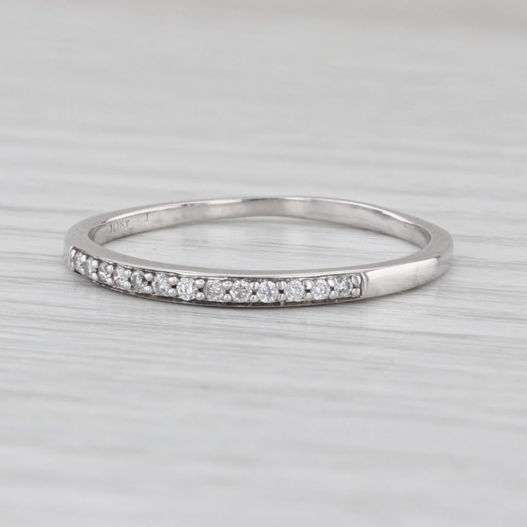 0.10ctw Diamond Wedding Band 10k White Gold Stackable Bridal Ring Size 11