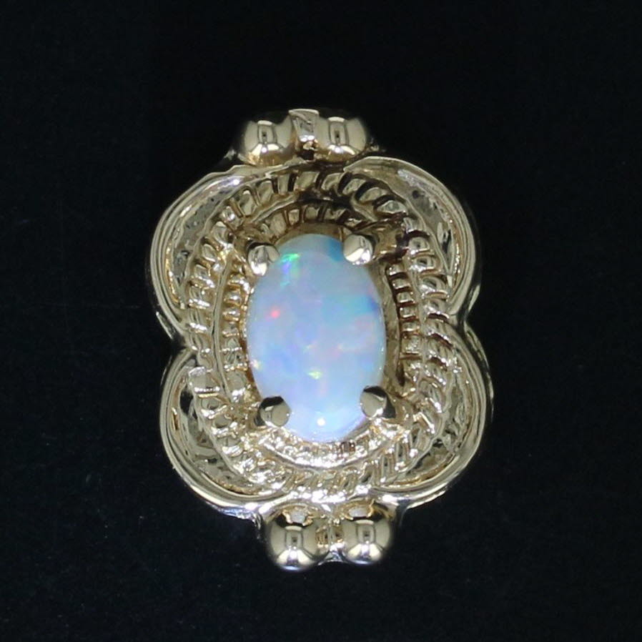 Dark Gray Oval Opal Solitaire Slide Bracelet Charm 14k Gold Richard Glatter Old Victoria