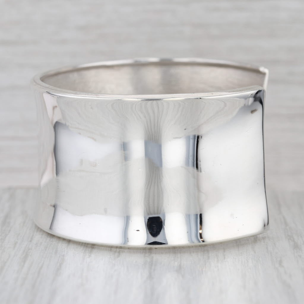 Contoured Cuff Bracelet Sterling Silver Statement Artisan Signed 6.5" 31mm