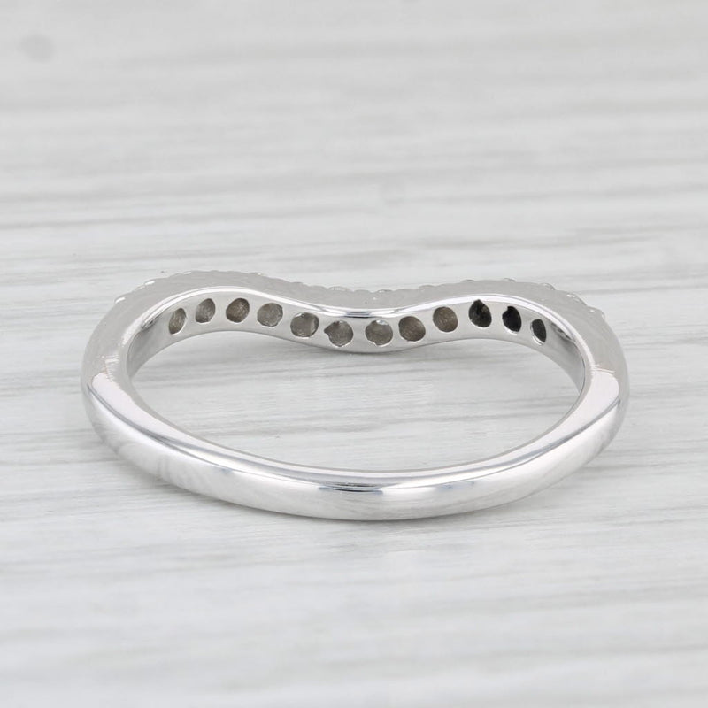 0.20ctw Diamond Contoured Wedding Band Guard Ring 14k White Gold Size 6 Ring