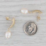 Cultured Pearl Drop Earrings 14k Yellow Gold Dangles