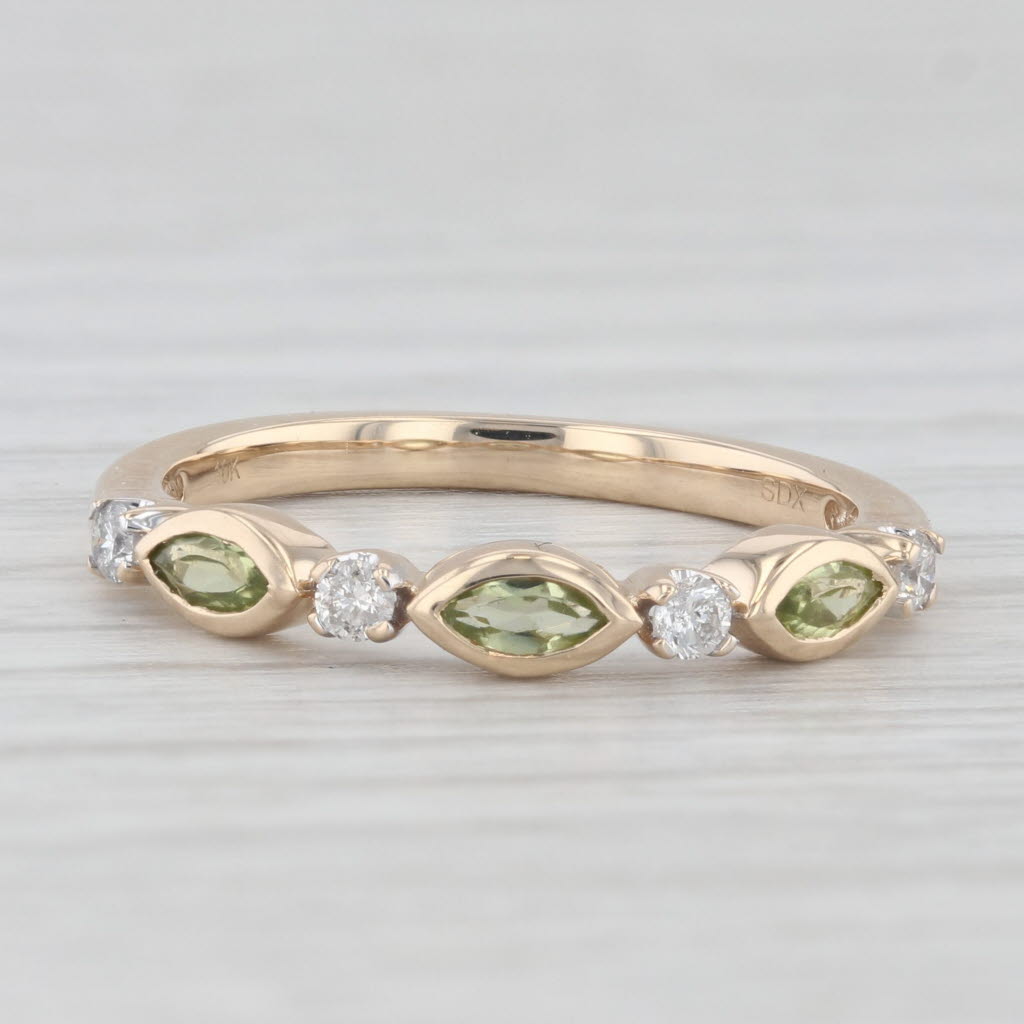 Light Gray New 0.44ctw Peridot Diamond Stackable Ring 10k Yellow Gold