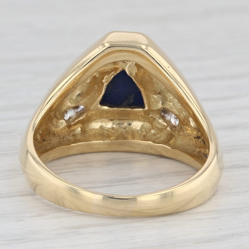 Light Gray Blue Lapis Lazuli 0.18ctw Diamond Ring 18k Yellow Gold Size 9.25