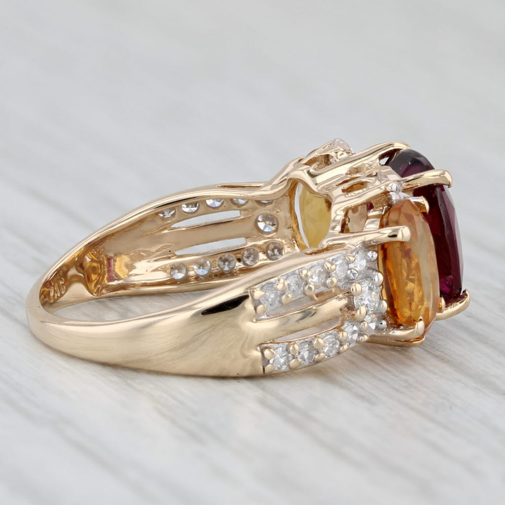 Gray 4.18ctw Garnet Citrine Diamond Ring 14k Yellow Gold Size 5