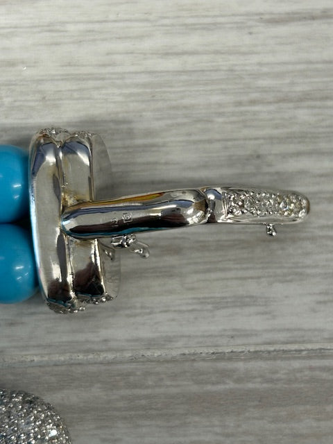 Light Slate Gray Ross Simons 1.90ctw Diamond Lab Created Turquoise Bead Necklace 18k Gold w/ Box