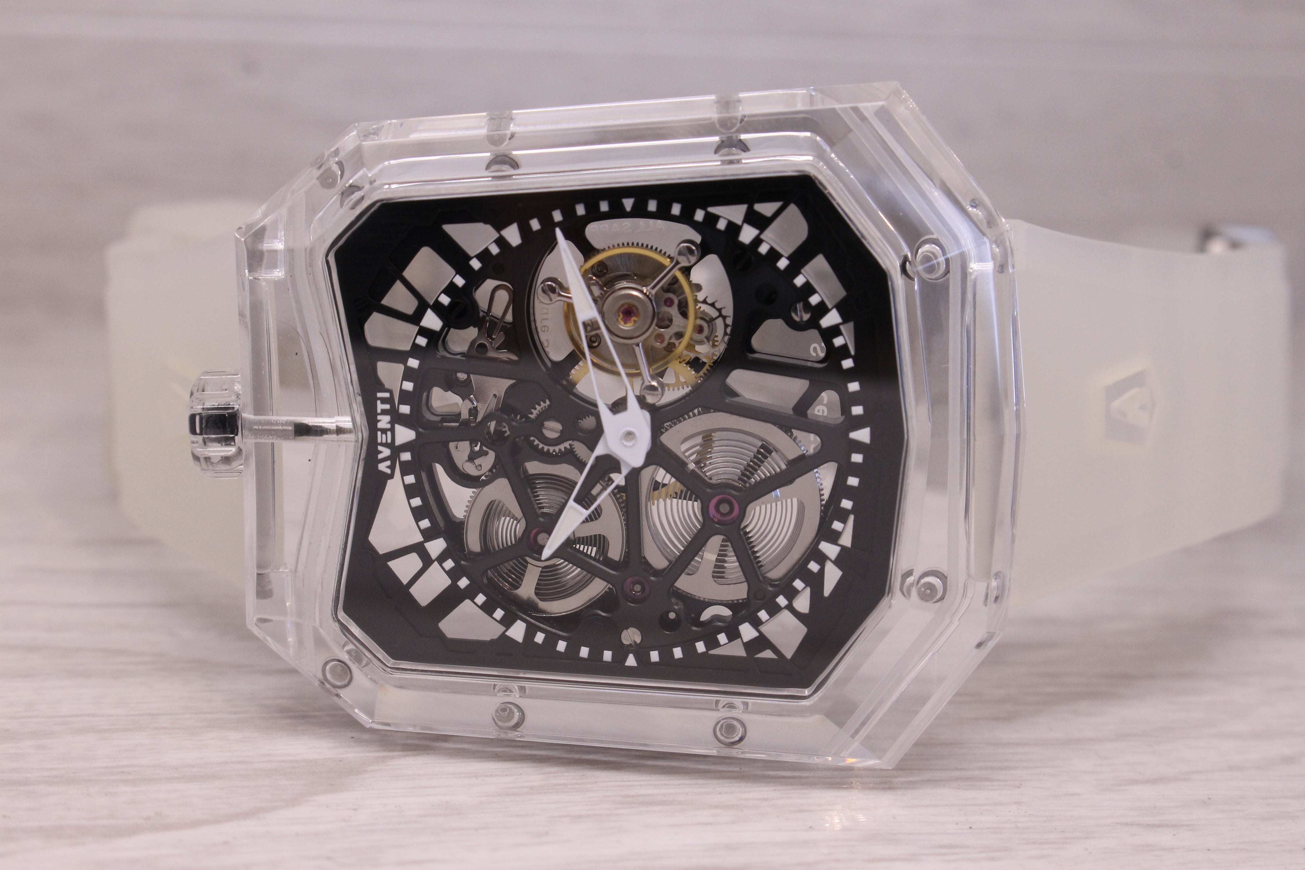 Aventi A11-01 SE Mens 48mm Pure Sapphire Crystal Tourbillon Watch w Card & COA