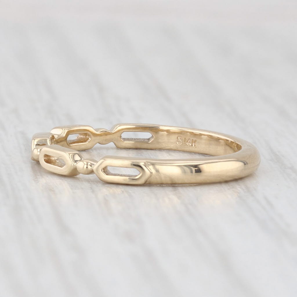 Light Gray Stackable Openwork Band 14k Yellow Gold Size 6.5 Ring