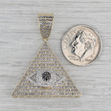 Large 1.03ctw Diamond All Seeing Eye Pyramid Pendant 10k Yellow Gold