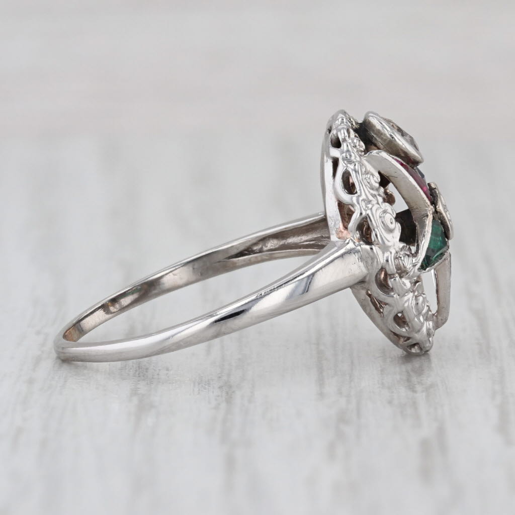 Order Eastern Star Ring 14k Gold Diamond Lab Created Gemstone OES Masonic