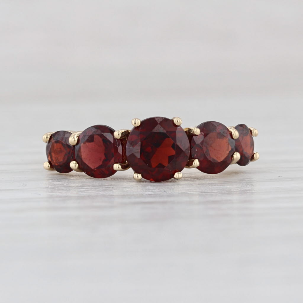 3ctw Garnet 5-Stone Ring 14k Yellow Gold Size 6.75 Stackable
