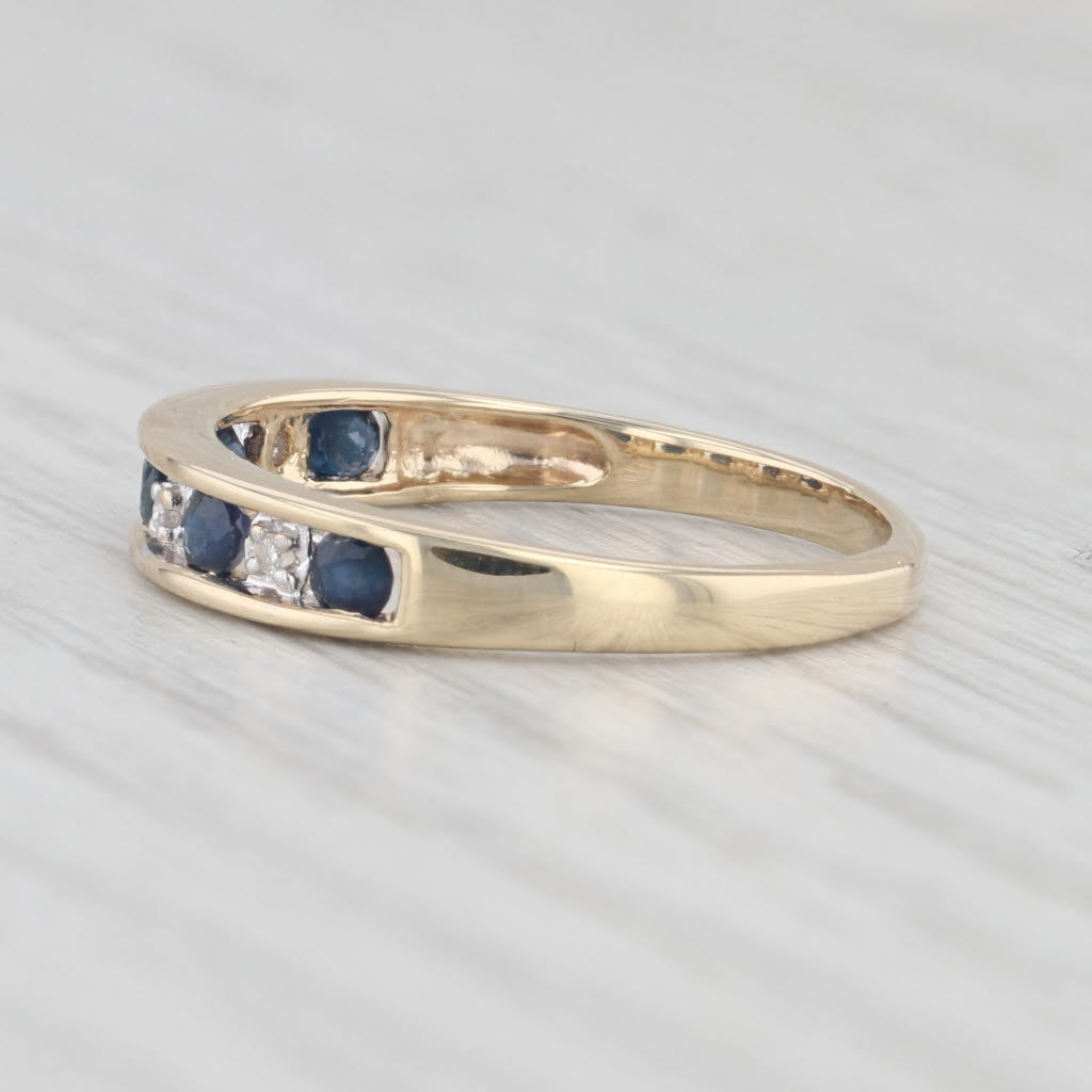 Light Gray 0.35ctw Blue Sapphire Diamond Ring 10k Yellow Gold Size 8 Stackable Wedding Band