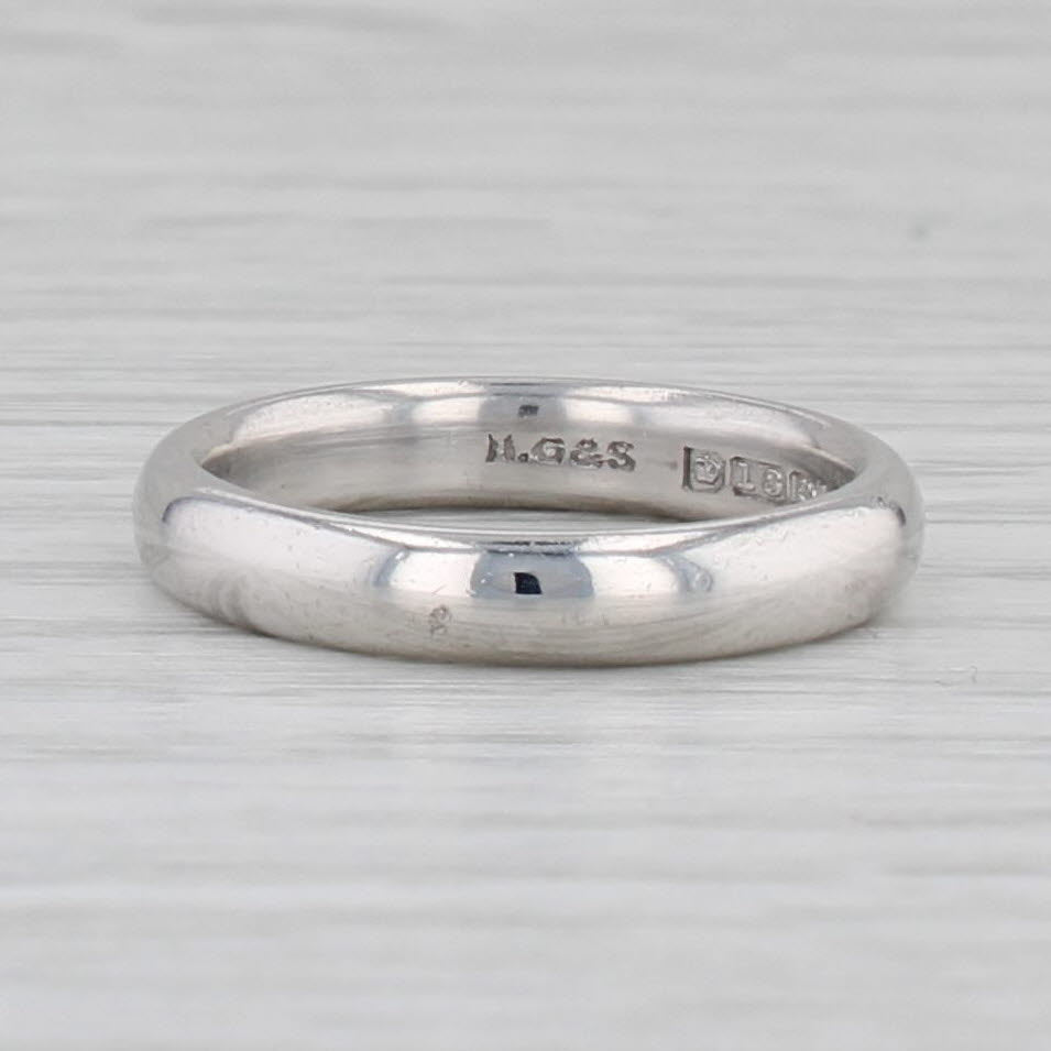 Gray Vintage Wedding Band 18k White Gold Ring Size 5.25 Fidelity British Hallmarks