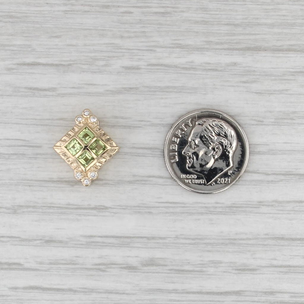 Joshua 0.64ctw Peridot Diamond Slide Bracelet Charm 14k Yellow Gold Vintage
