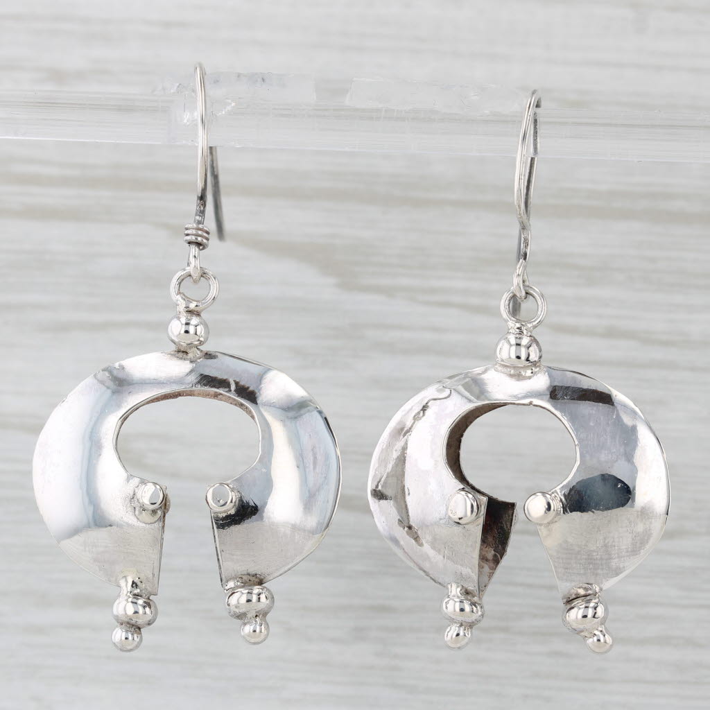 Light Gray VintageModernist Dangle Earrings Sterling Silver Hook Posts