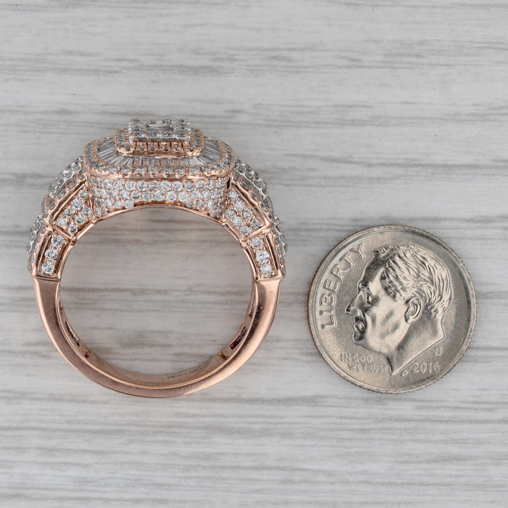 Dark Gray 2.43ctw Diamond Halo Ring 10k Rose Gold Size 10