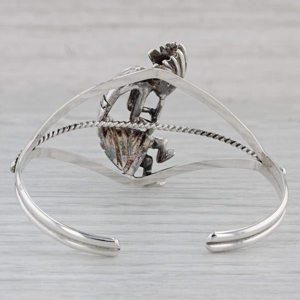 Kokopelli Tirbal Figural Cuff Bracelet Sterling Silver Statement 6.75"