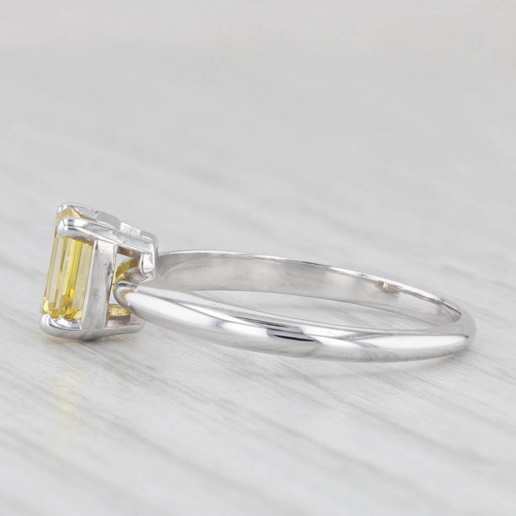 Light Gray 1.03ct Yellow Diamond Emerald Cut Solitaire Ring 14k White Gold Sz 7 Engagement